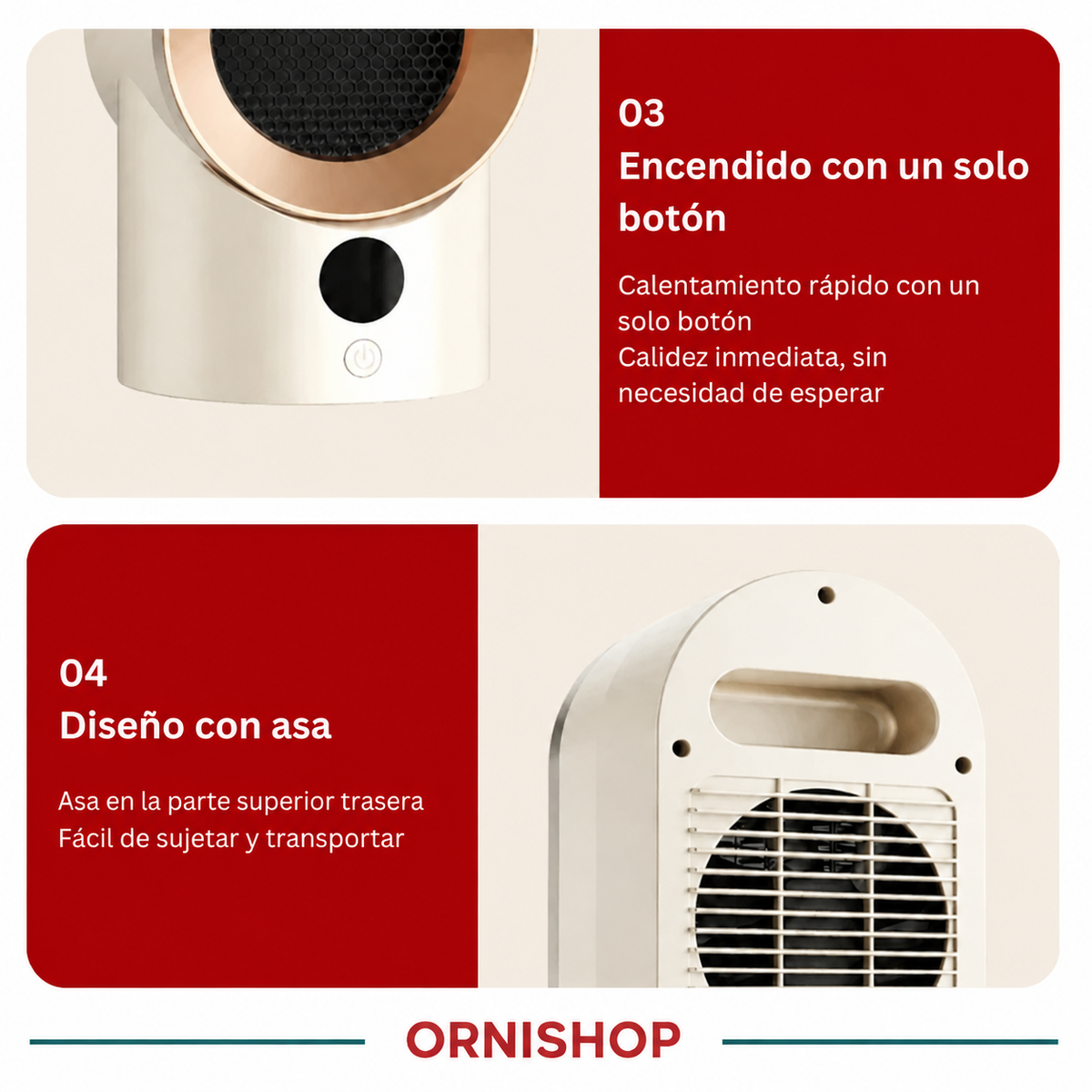 Calefactor Portátil Compacto con Ventilador – ORNISHOP