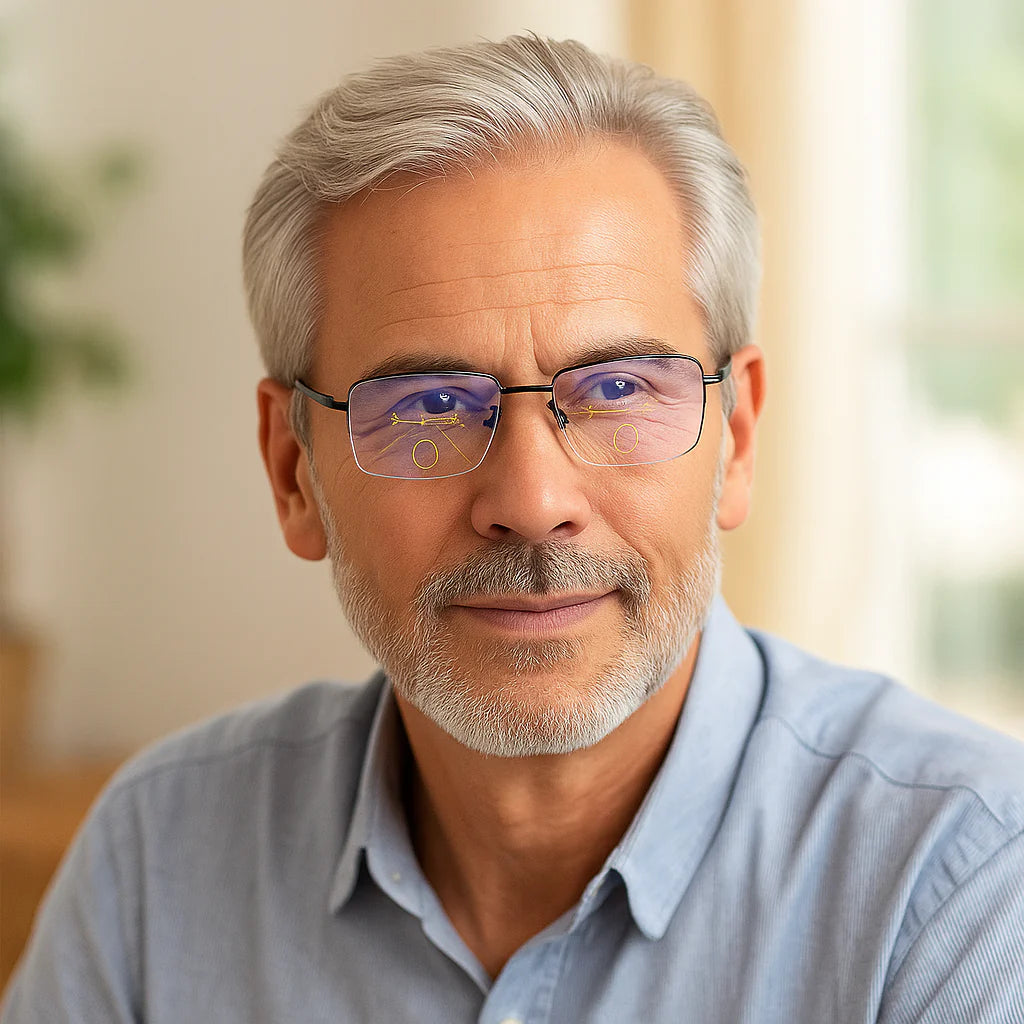 Gafas progresivas con protección completa contra luz azul, UV y reflejos molestos