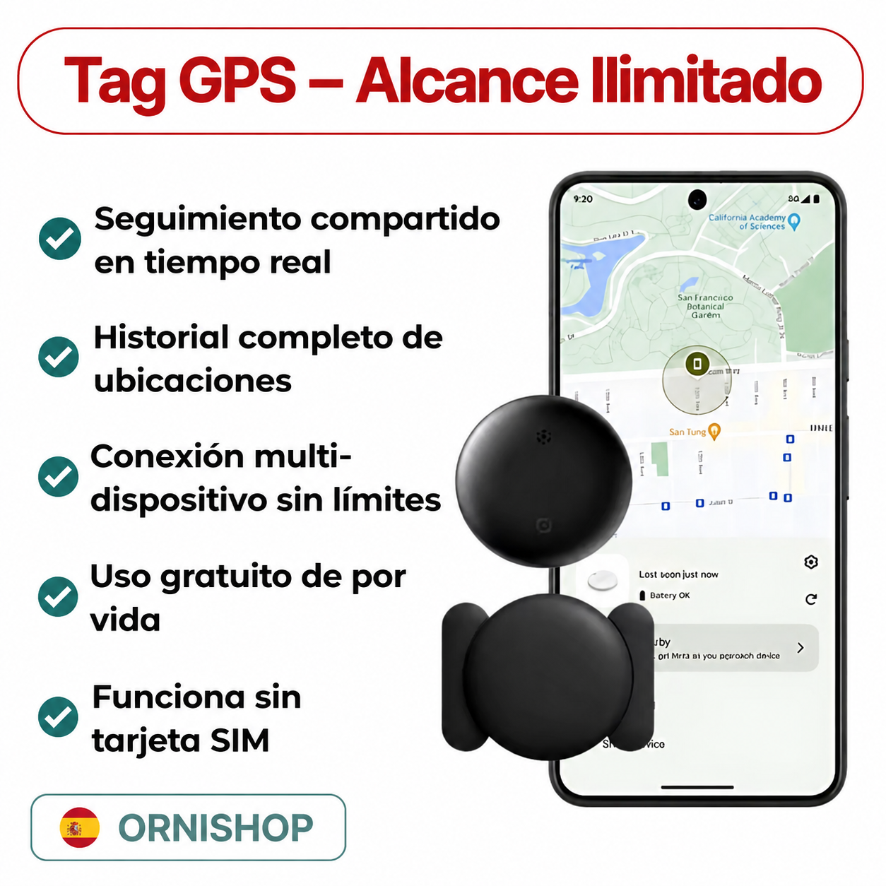 Dispositivo GPS de protección vehicular compatible con smartphones iOS y Android