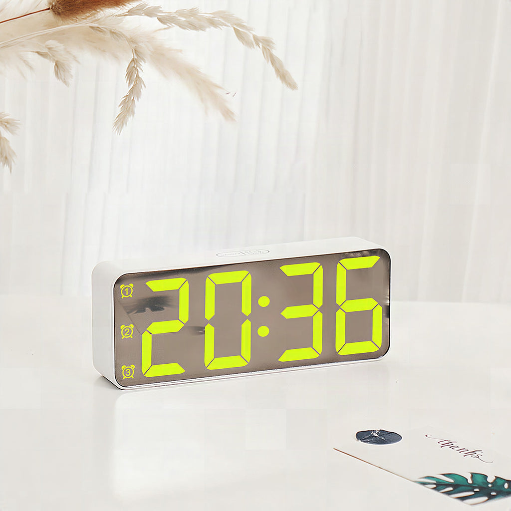 Reloj despertador digital con pantalla LED grande y funciones múltiples