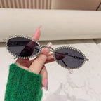 Montura de gafas con perlas decorativas para mujer