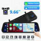 Espejo retrovisor con cámara dual HD, pantalla táctil de 9,66" y GPS integrado