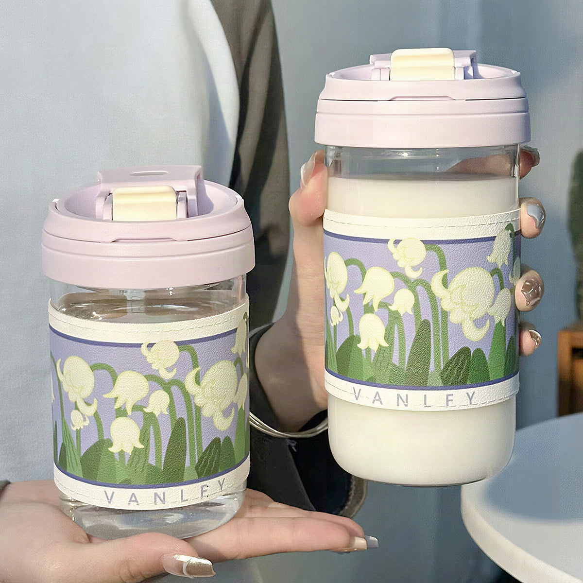 Vaso térmico con patrón floral elegante para mujer