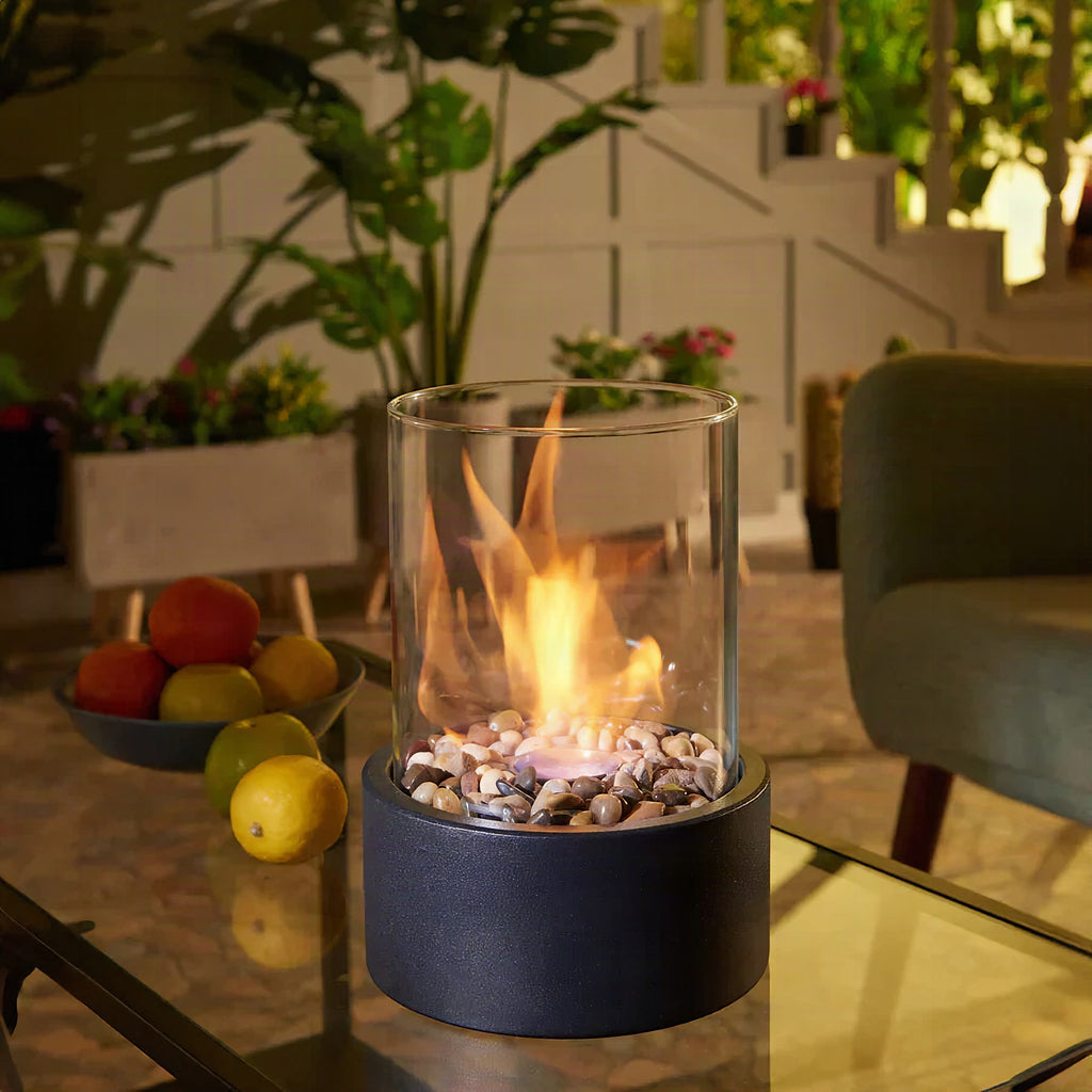 Cuenco de fuego portátil Shakti para mesa — Ambiente cálido y elegante
