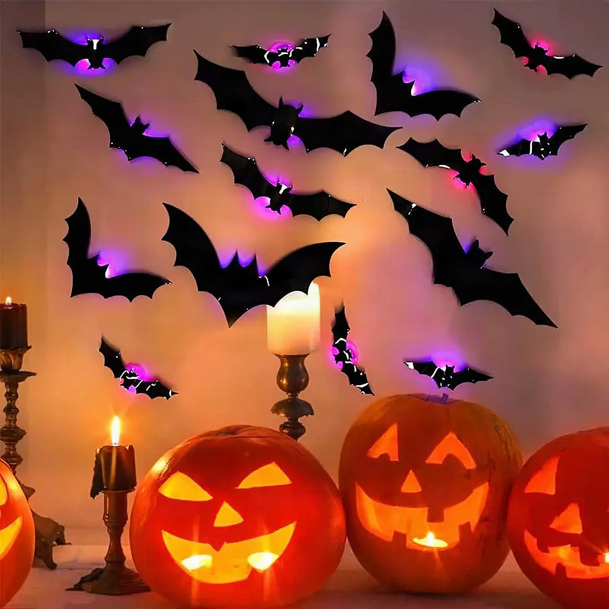 Murciélagos 3D voladores decoración pared Halloween