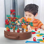 Set de construcción 3D con taladro para creatividad y resolución de problemas