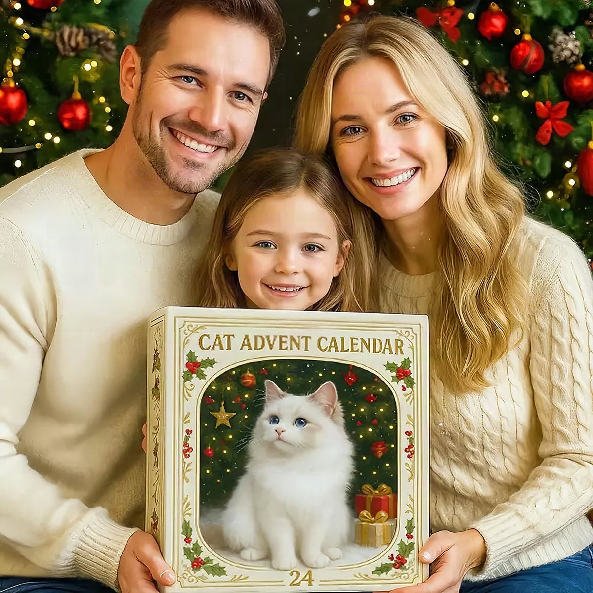 Calendario de adviento navideño de gatos – 24 figuras acrílicas festivas para la cuenta atrás de Navidad