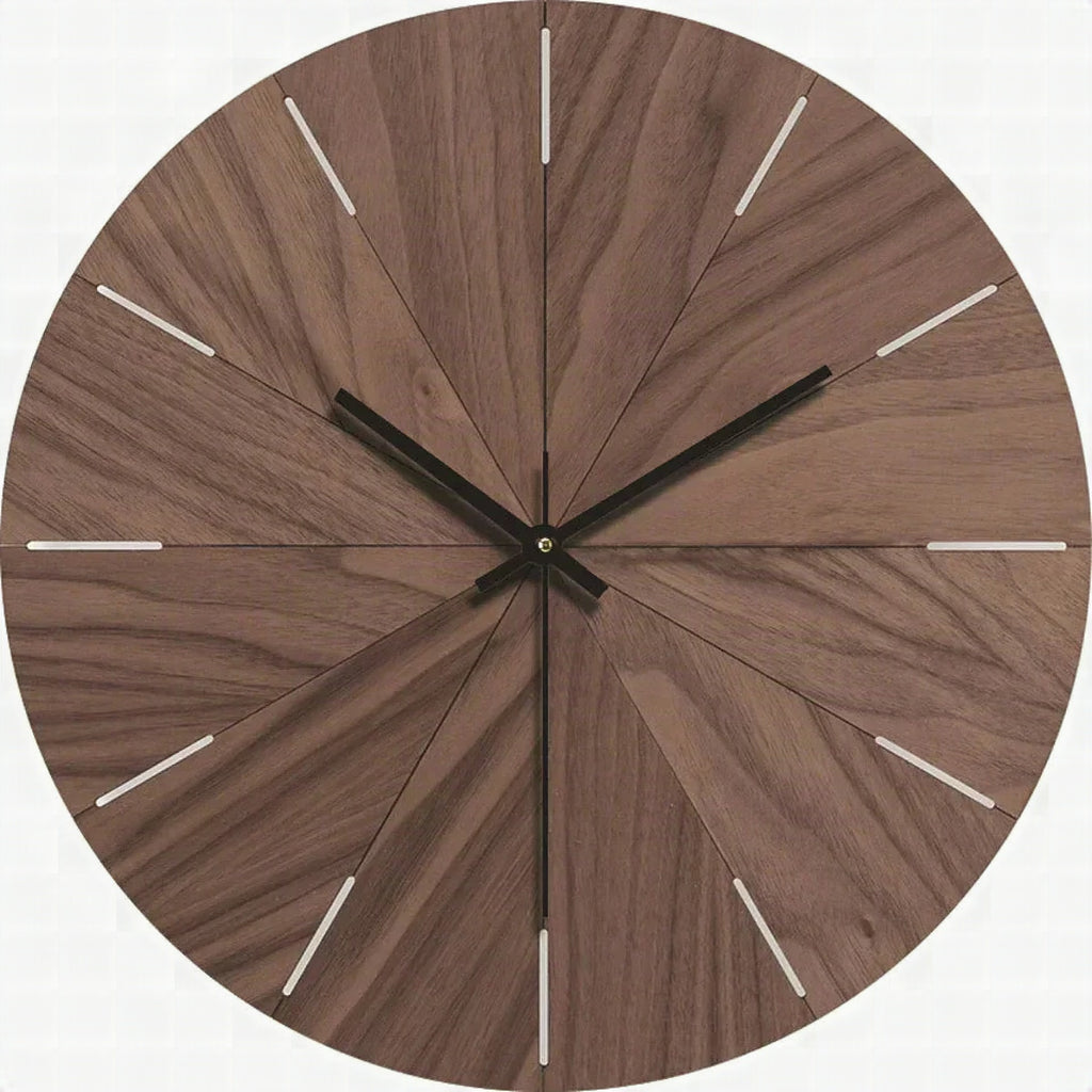 Reloj de pared de madera con mecanismo silencioso
