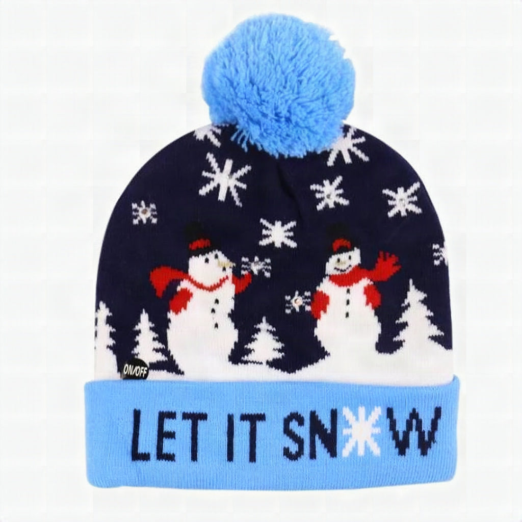 Gorro navideño de punto con luces LED
