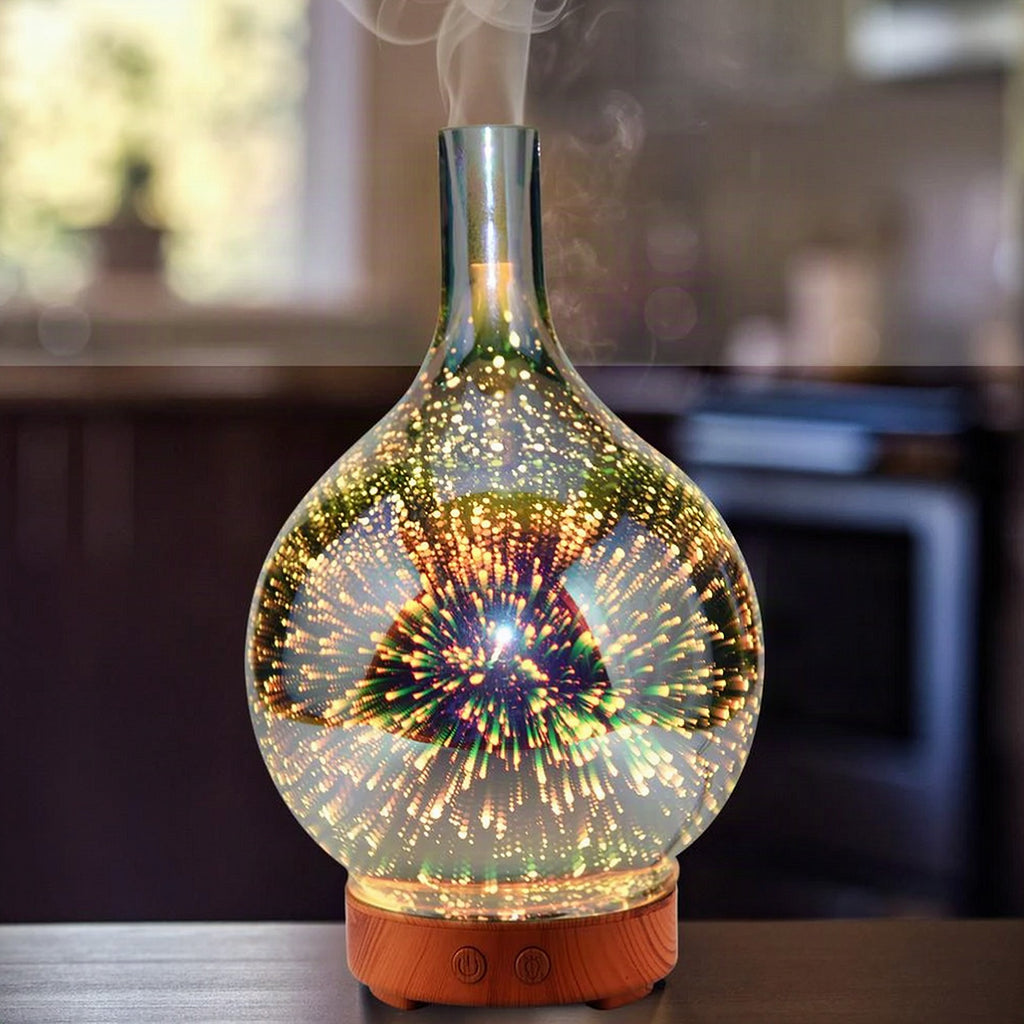Difusor de aceites esenciales AromaBurst con cristal 3D y luces LED