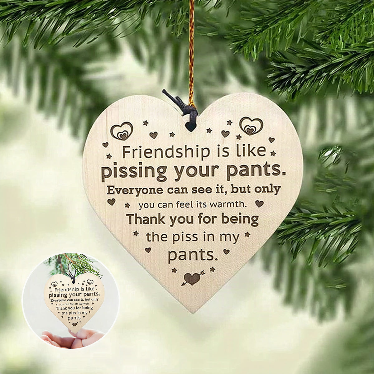 Colgante de madera para árbol de Navidad (3 piezas)