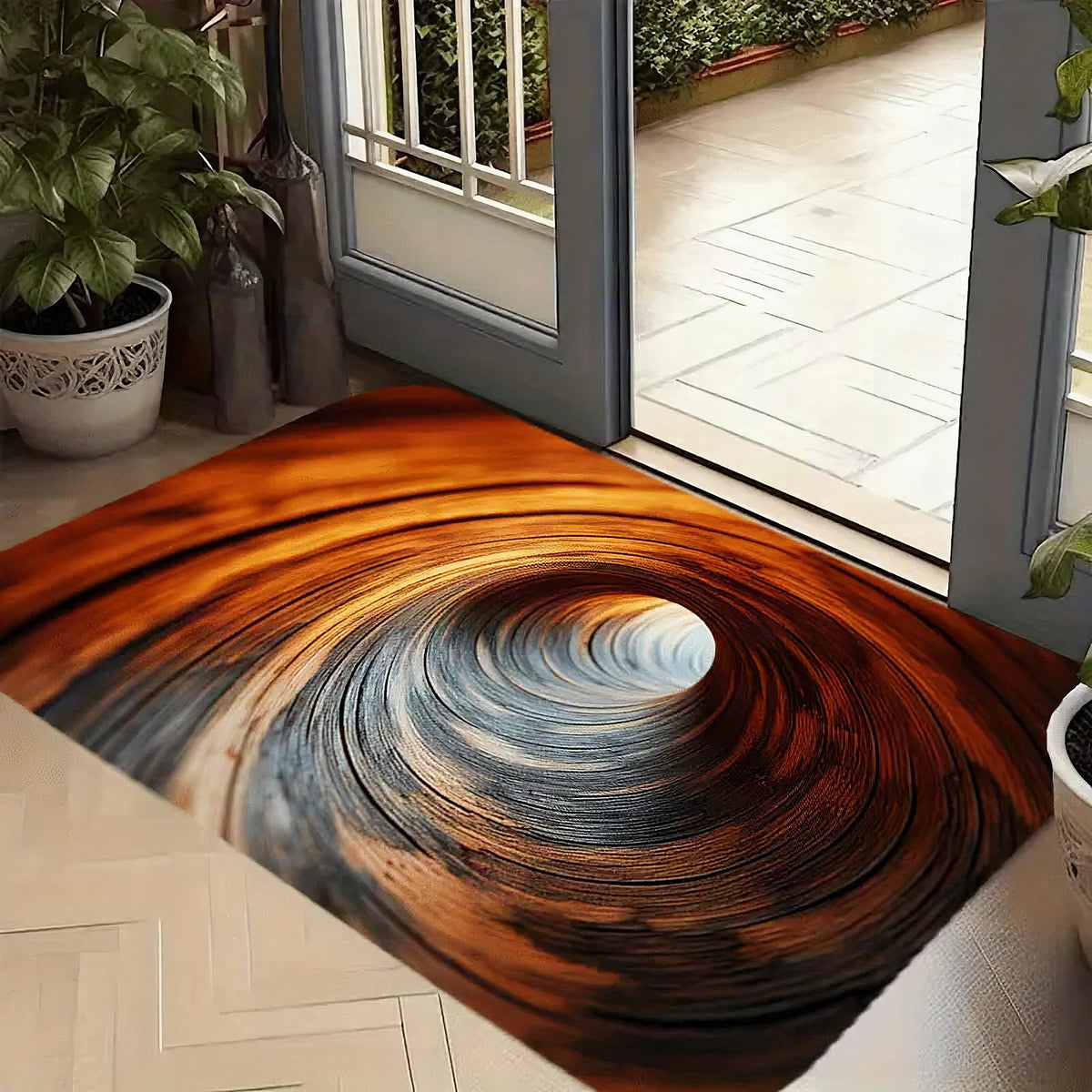Alfombra decorativa con diseño de espirales artísticas