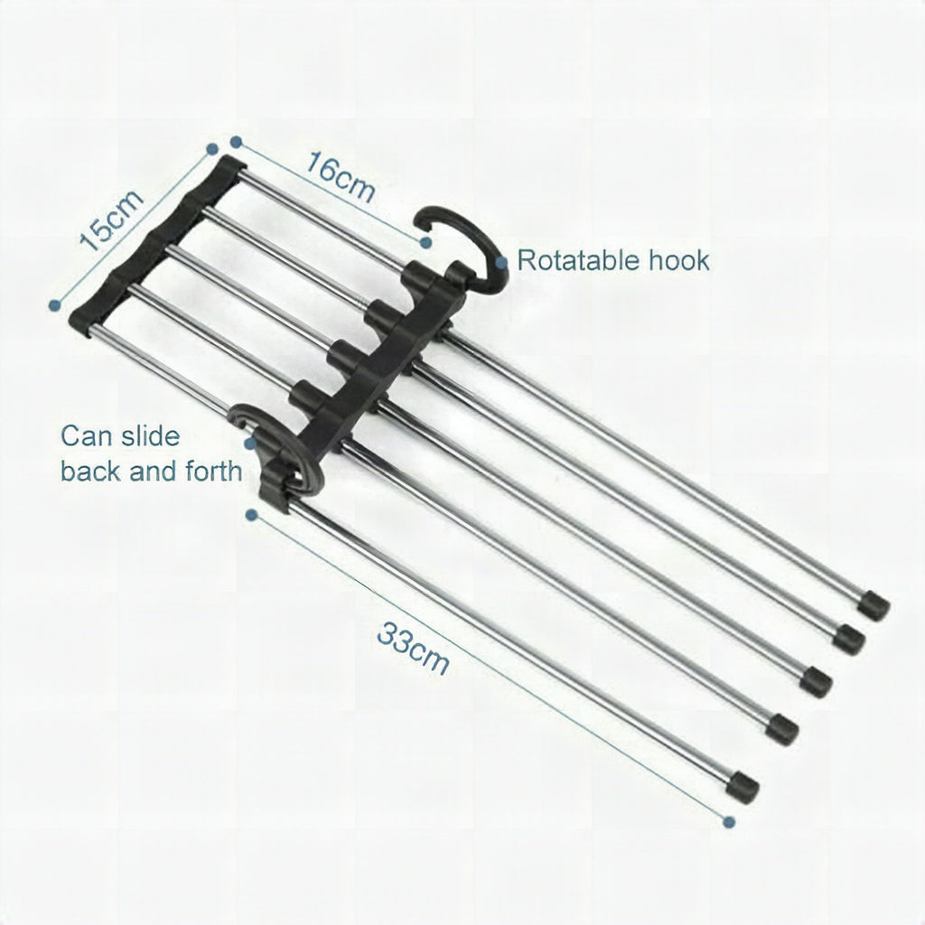 Percha múltiple extensible de acero inoxidable para pantalones