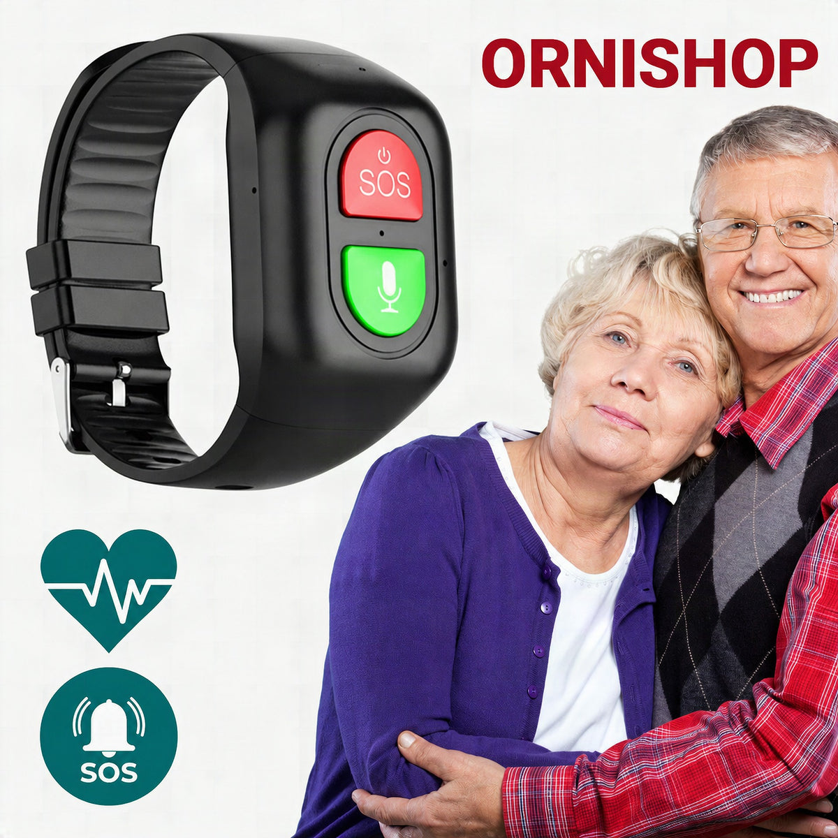 Smartwatch 4G con GPS y botón SOS para personas mayores mostrando pantalla principal