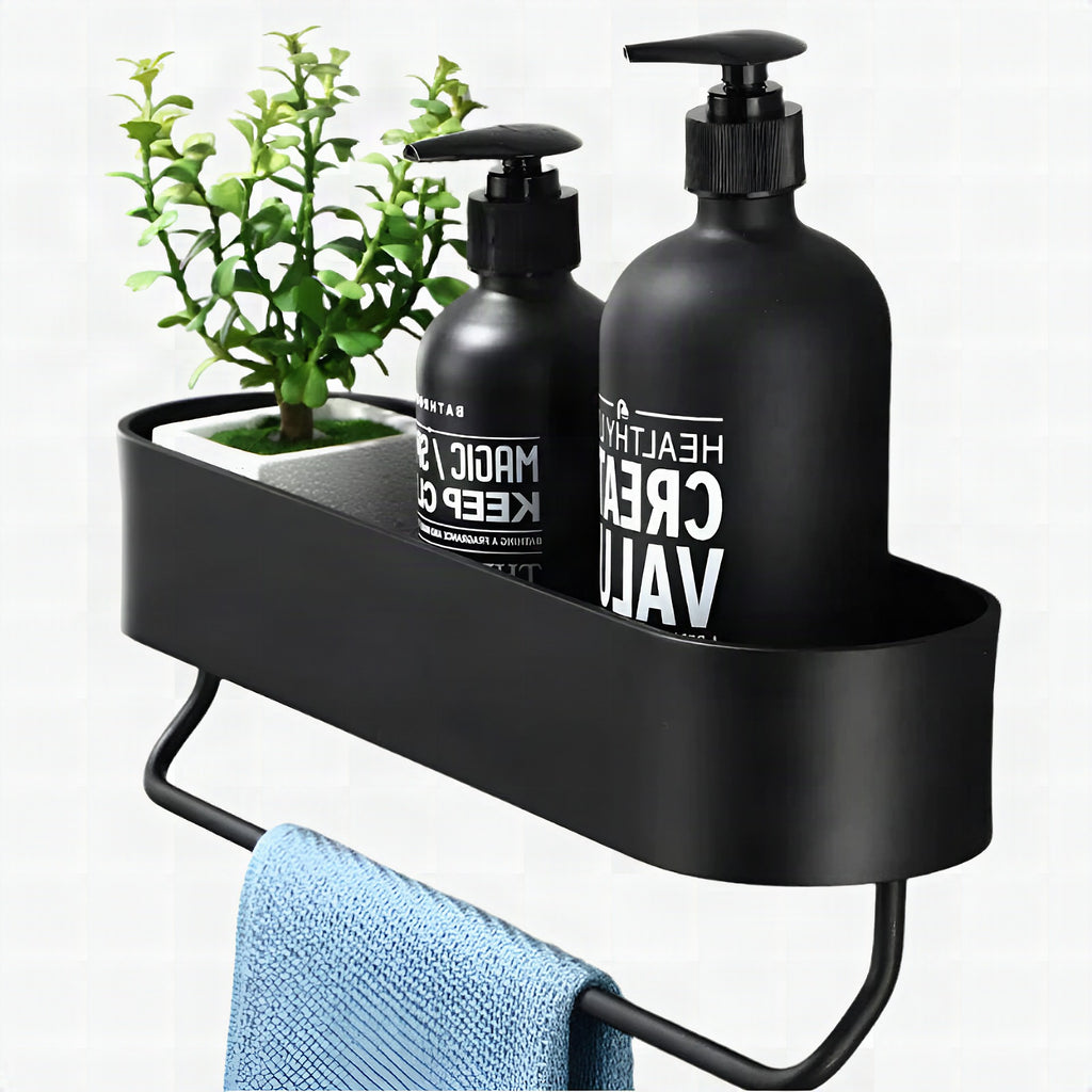 Estante de baño con toallero integrado