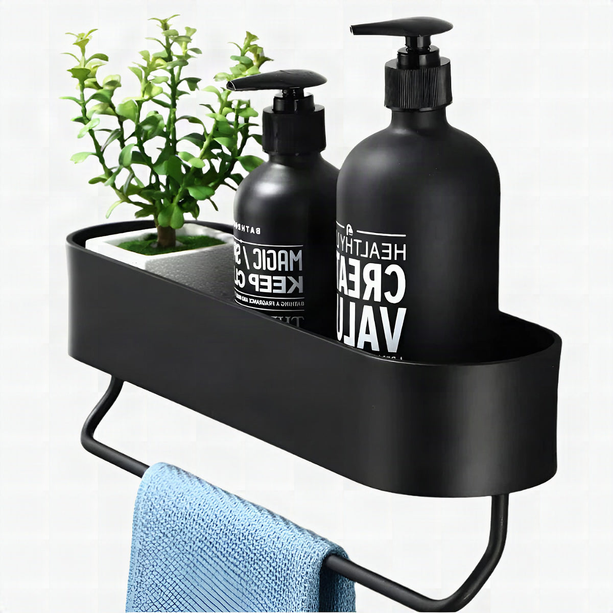 Estante de baño con toallero integrado
