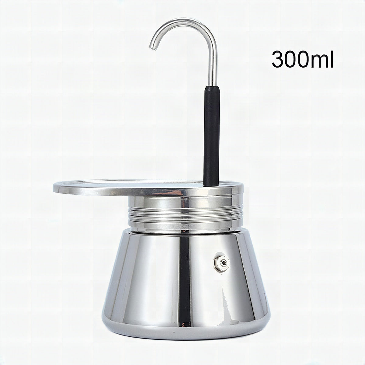 Cafetera italiana de acero inoxidable con diseño moderno