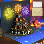Tarjeta de cumpleaños pop-up con luces LED y música