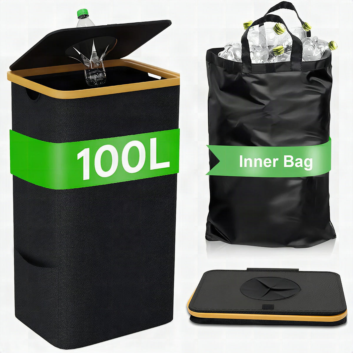Cubo de basura y reciclaje práctico