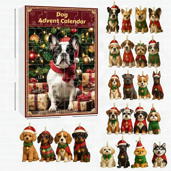 Calendario de adviento de teckel con 24 figuras para amantes de los perros – Decoración navideña multicolor