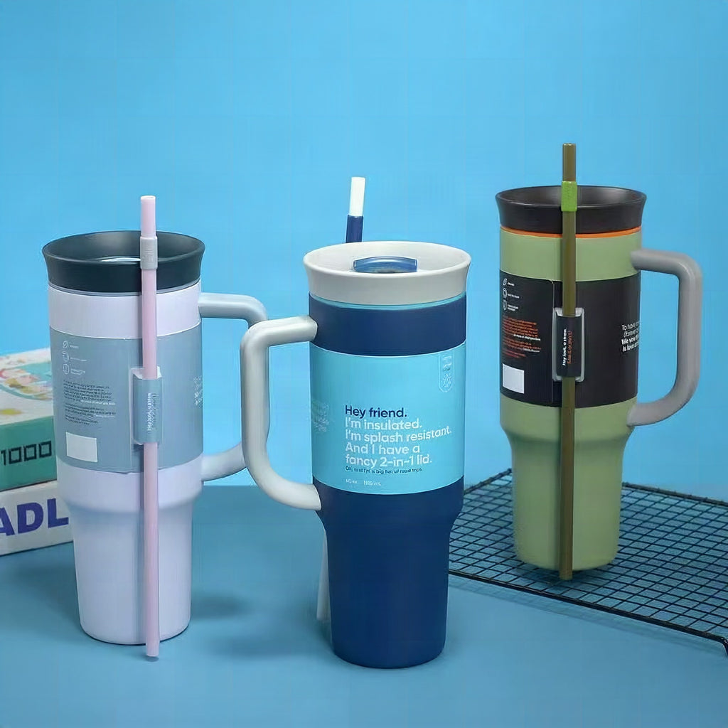 Vaso con pajita reutilizable