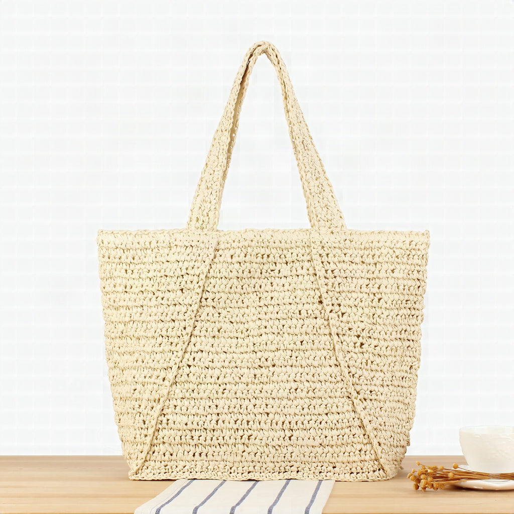 Bolso tote amplio de material natural artesanal