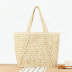 Bolso tote amplio de material natural artesanal