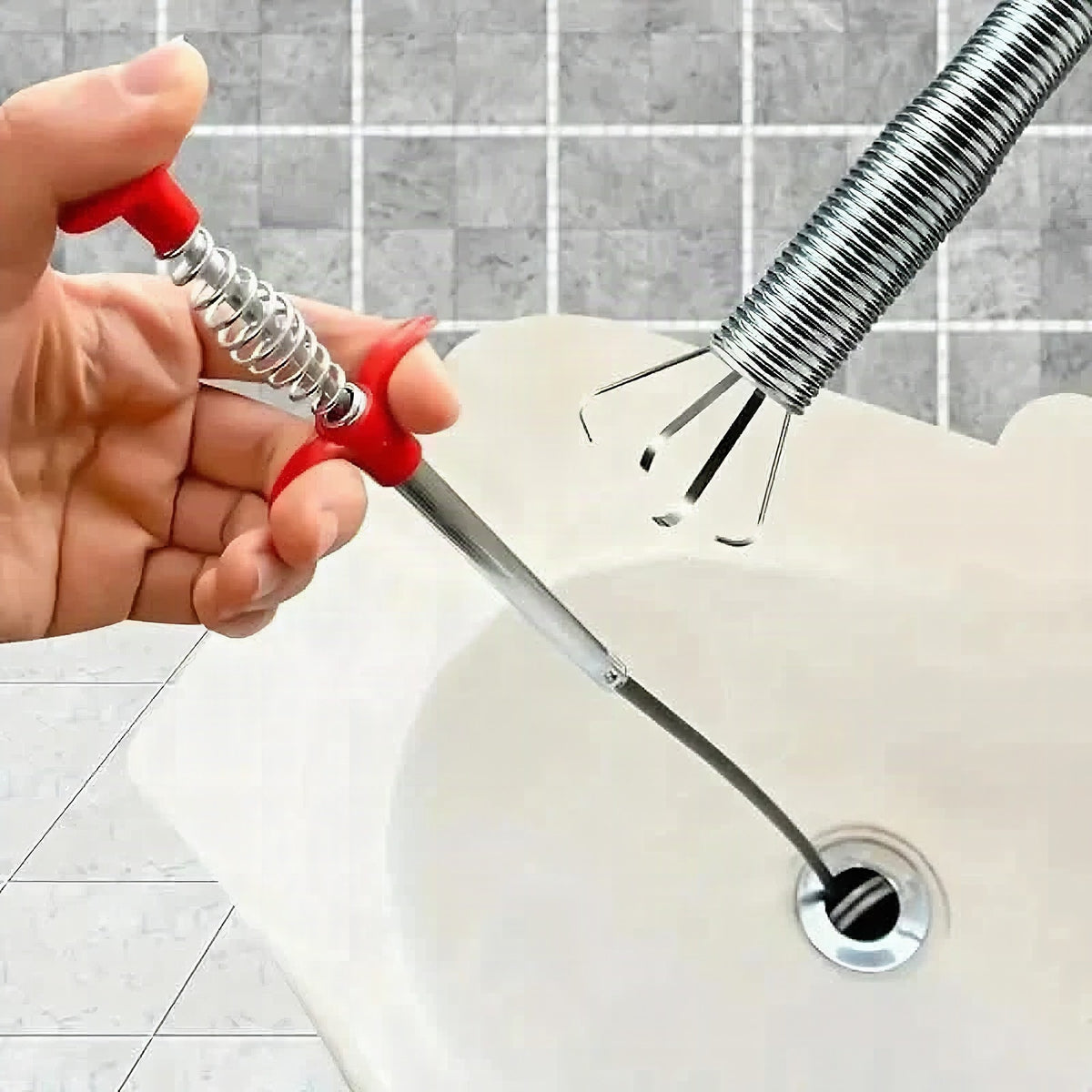 Limpiador de tuberías con 4 garras, herramienta flexible para desatascar desagües de cocina y baño