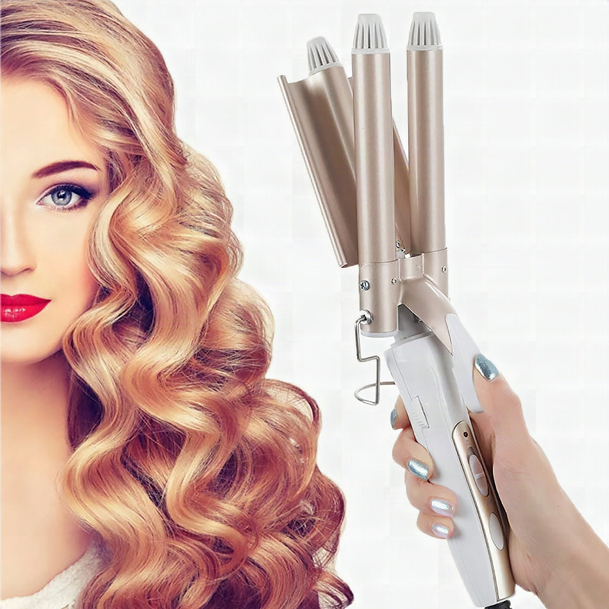 Moldeador de ondas de triple barril para el pelo
