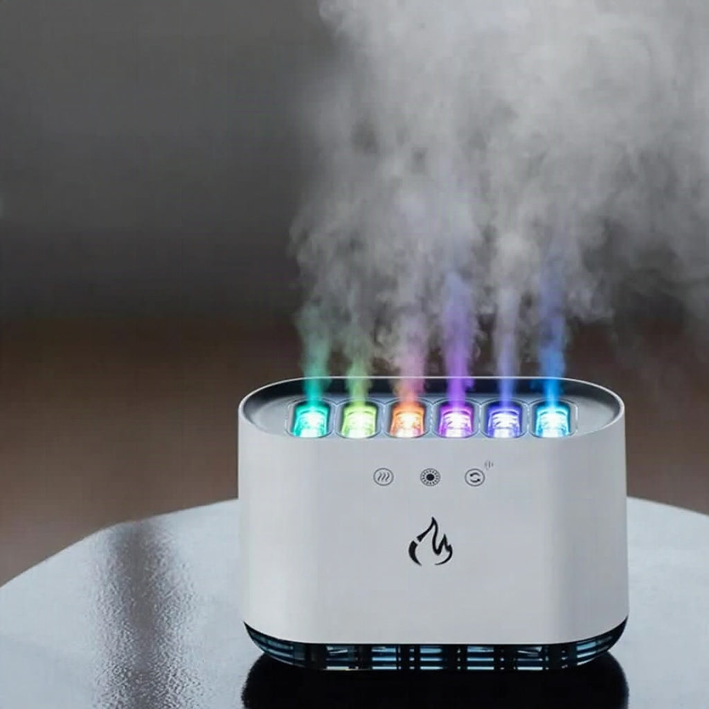 Humidificador con iluminación LED de 7 colores y 6 boquillas de nebulización