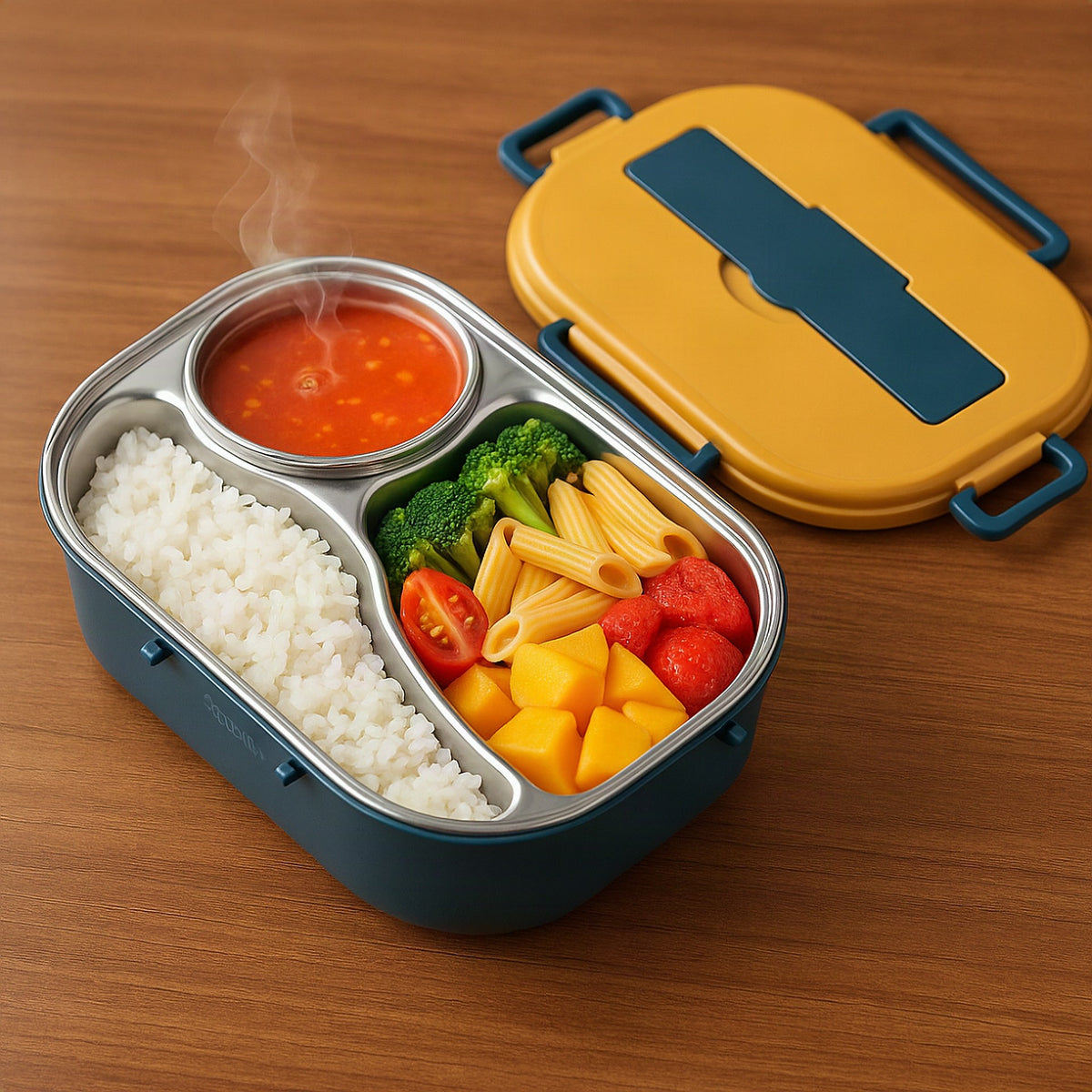 Fiambrera bento de acero inoxidable con compartimentos