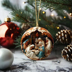 Adorno navideño de cerámica con motivo del Belén