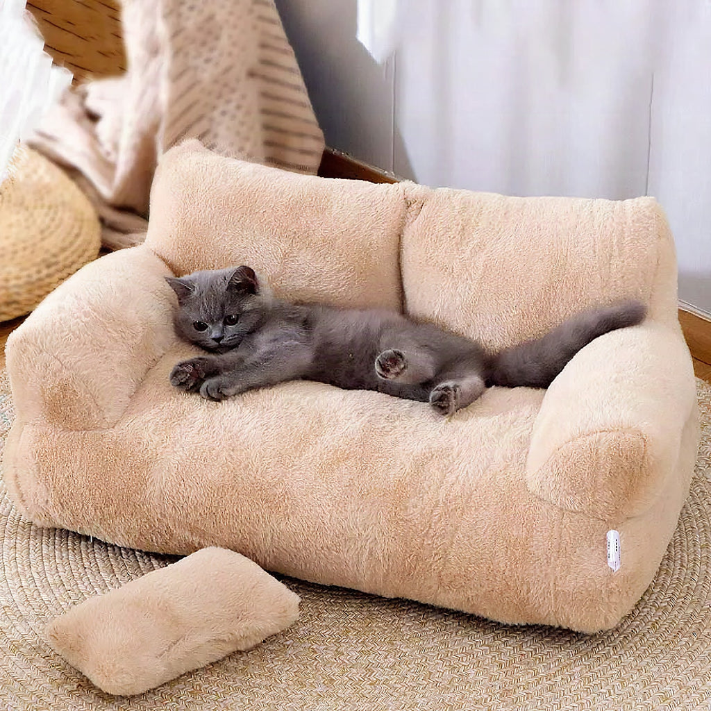 Sofá cama de felpa para perros y gatos – Espacioso, lavable a máquina y ultra confortable