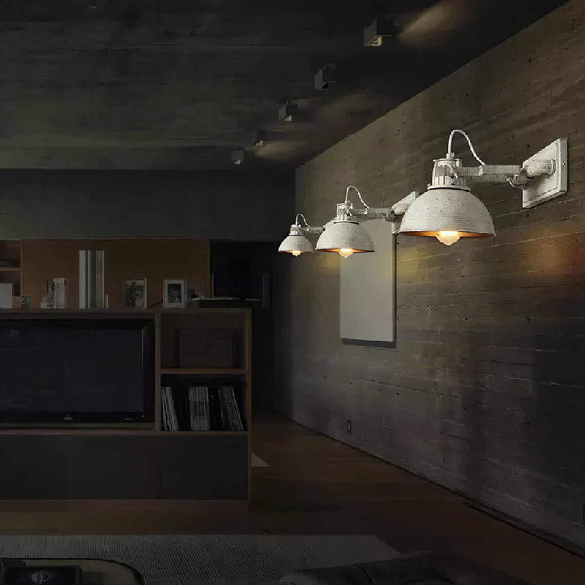 Aplique de pared cúpula blanco envejecido estilo granja de metal con 1 luz