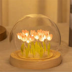 Lámpara de noche LED con tulipanes artificiales hechos a mano