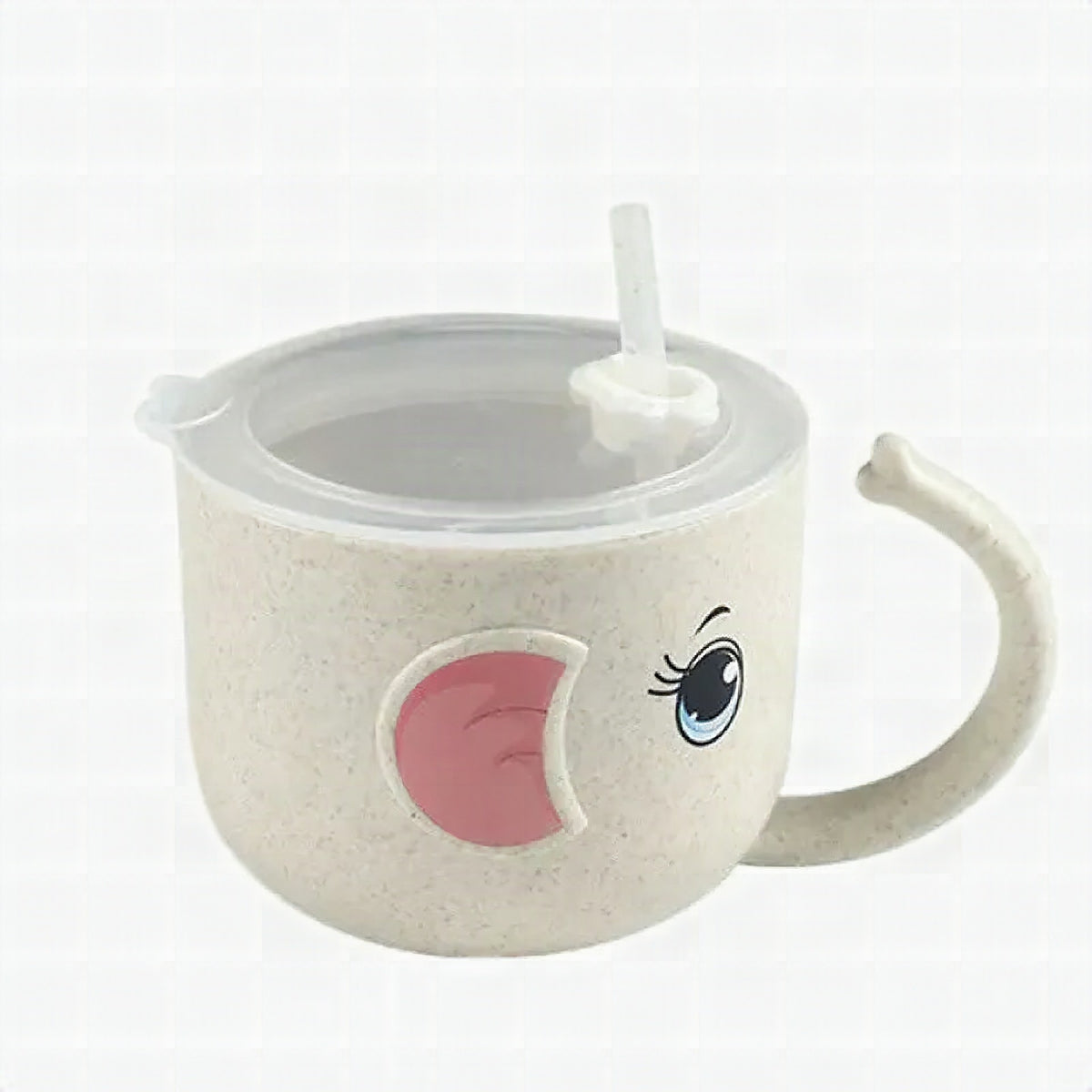 Vaso infantil con pajita y diseño de elefante