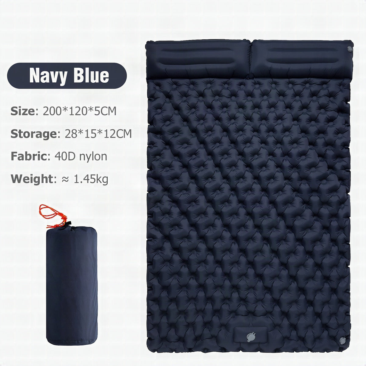 Colchoneta inflable de camping con almohada integrada