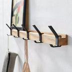 Perchero de pared con ganchos dobles de madera de caucho nórdica y aluminio