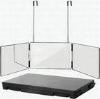 Espejo triple plegable con gancho para maquillaje, peinado y afeitado