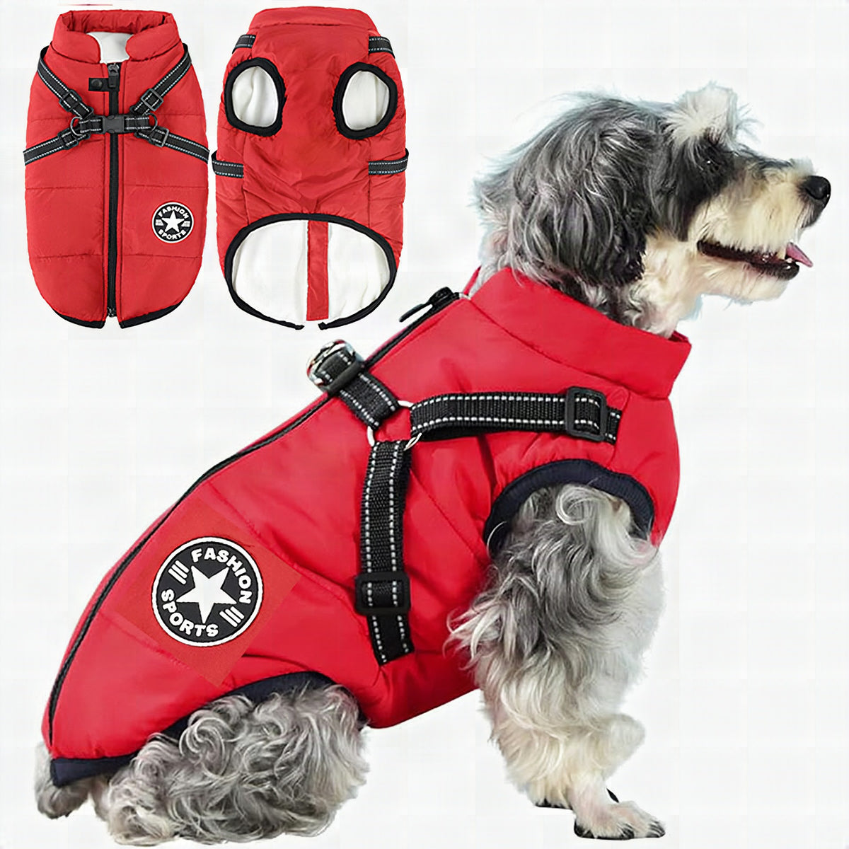 Chaqueta de invierno 3 en 1 para perros con arnés integrado, disponible en varios colores