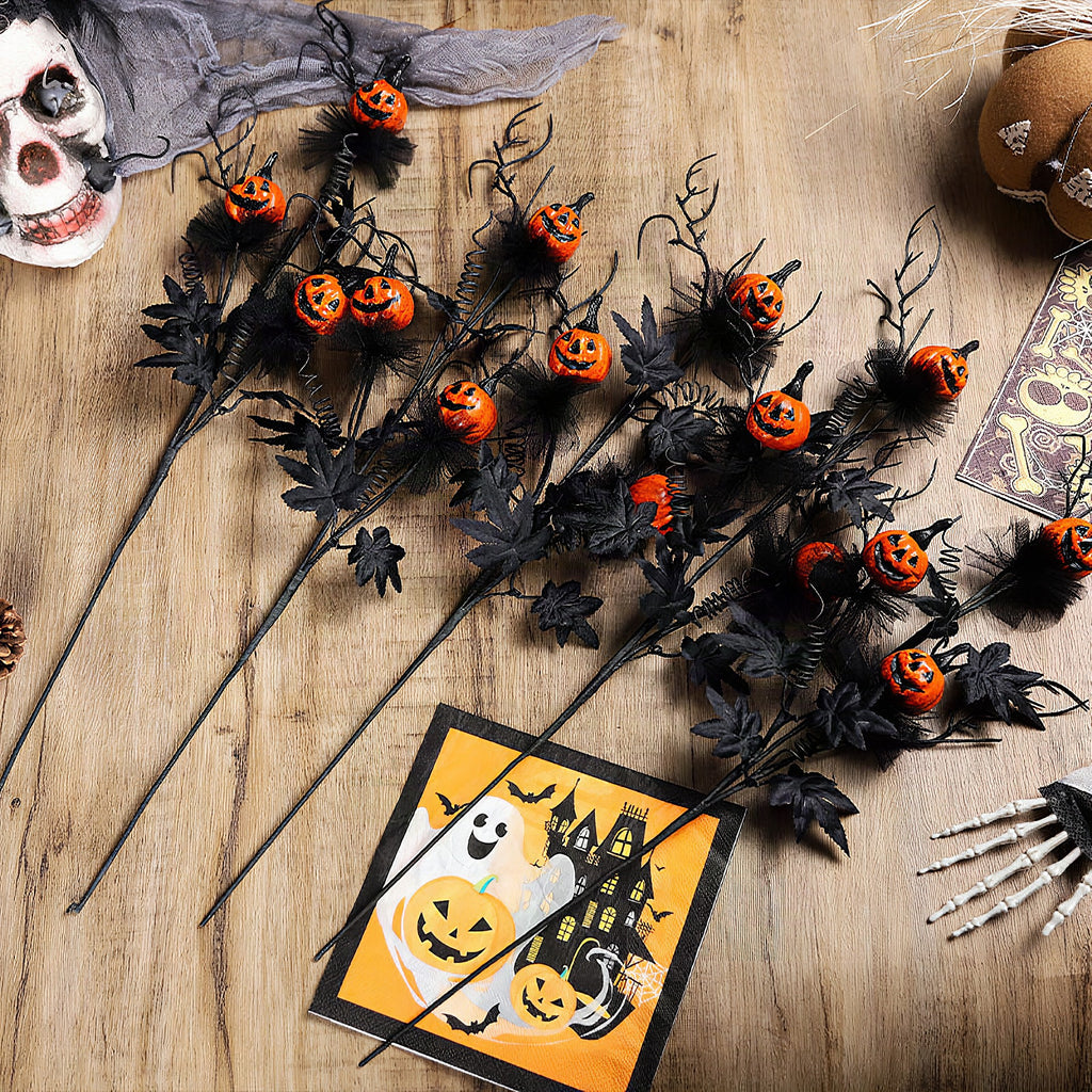 Rama decorativa de calabazas negras para Halloween