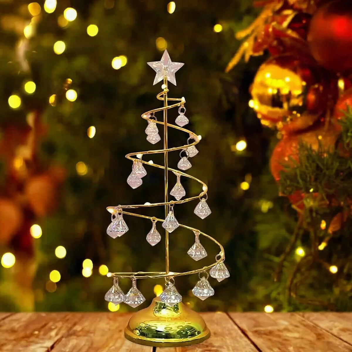 Árbol de Navidad LED elegante con luz cálida para ambiente festivo