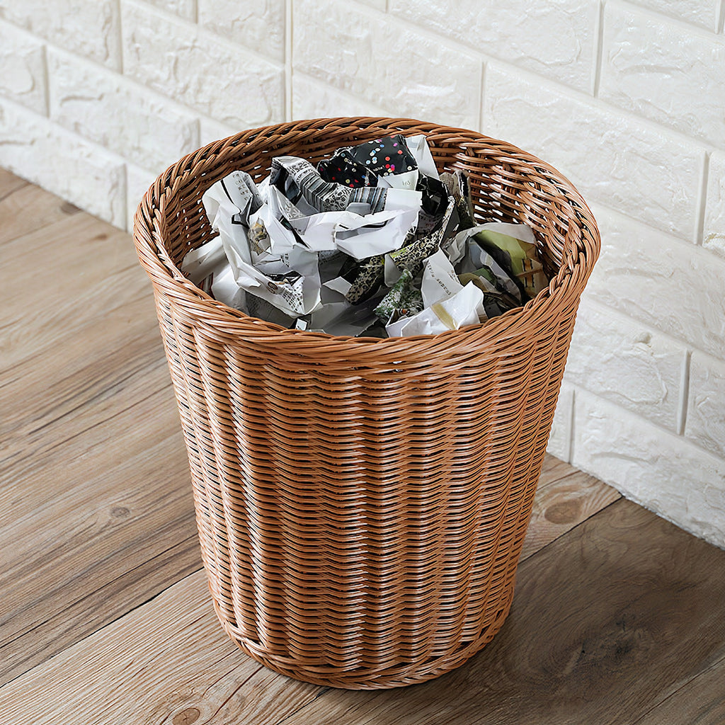 Papelera decorativa de fibra trenzada