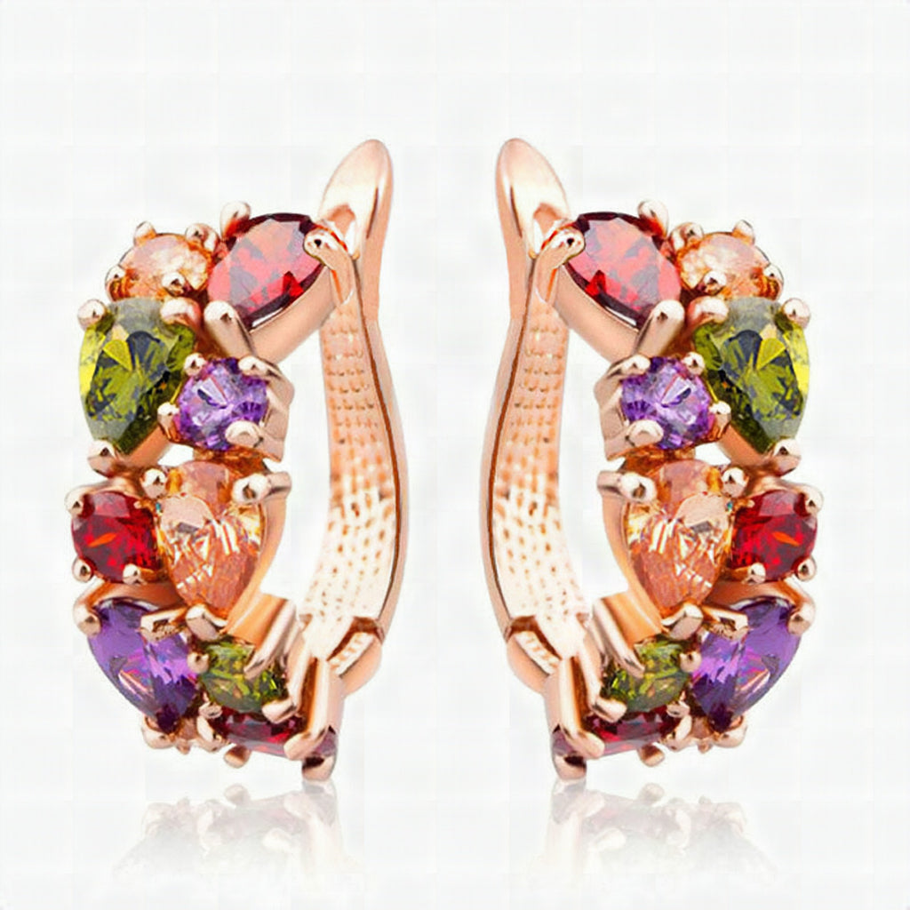 Conjunto de joyas con circonitas de colores para mujer