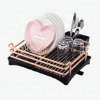 Escurreplatos de aluminio mate con bandeja ajustable