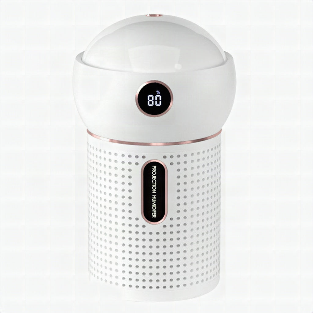 Mini humidificador portátil recargable 3 en 1 con proyección dinámica 360° y luz nocturna