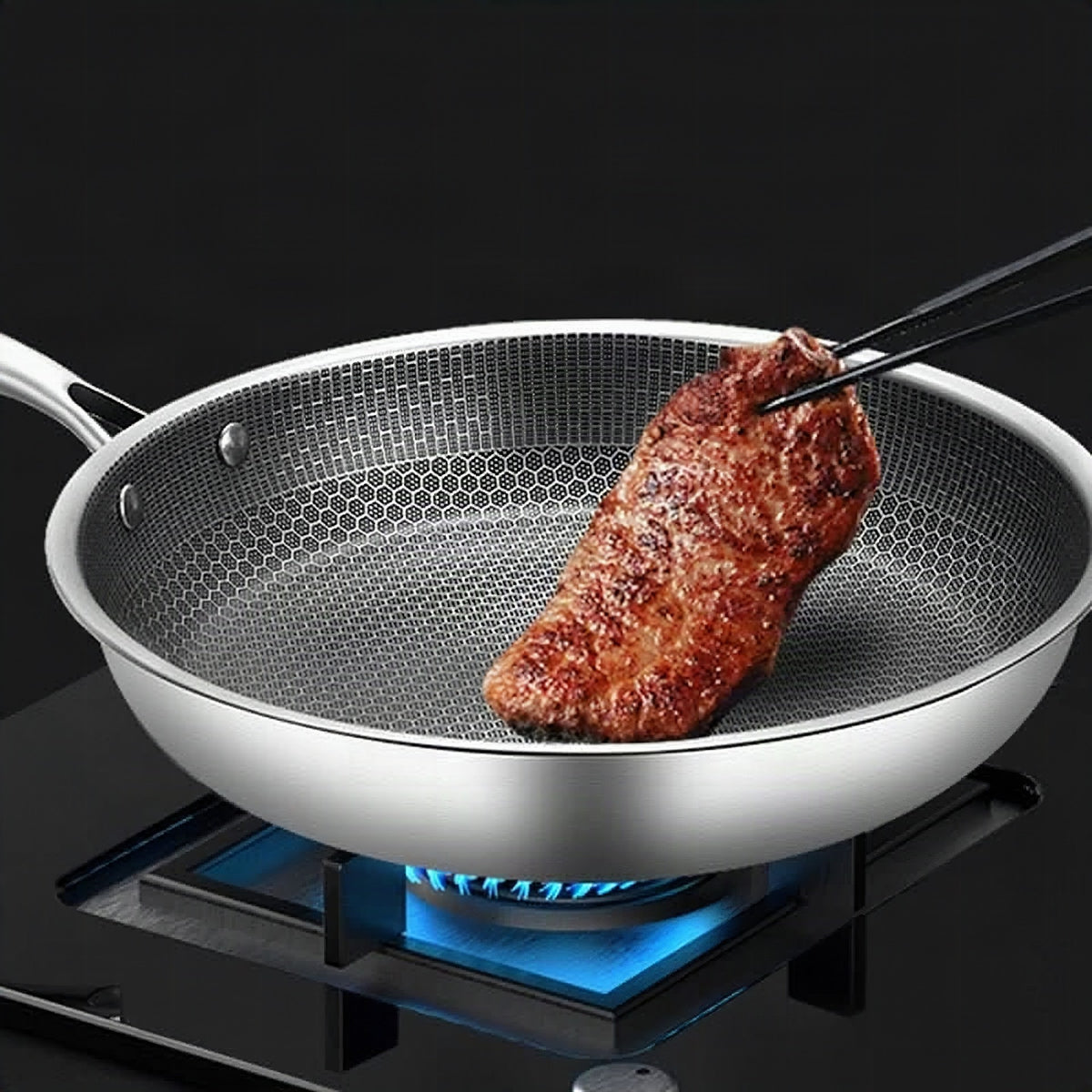 Sartén antiadherente de acero inoxidable para cocinar sin esfuerzo