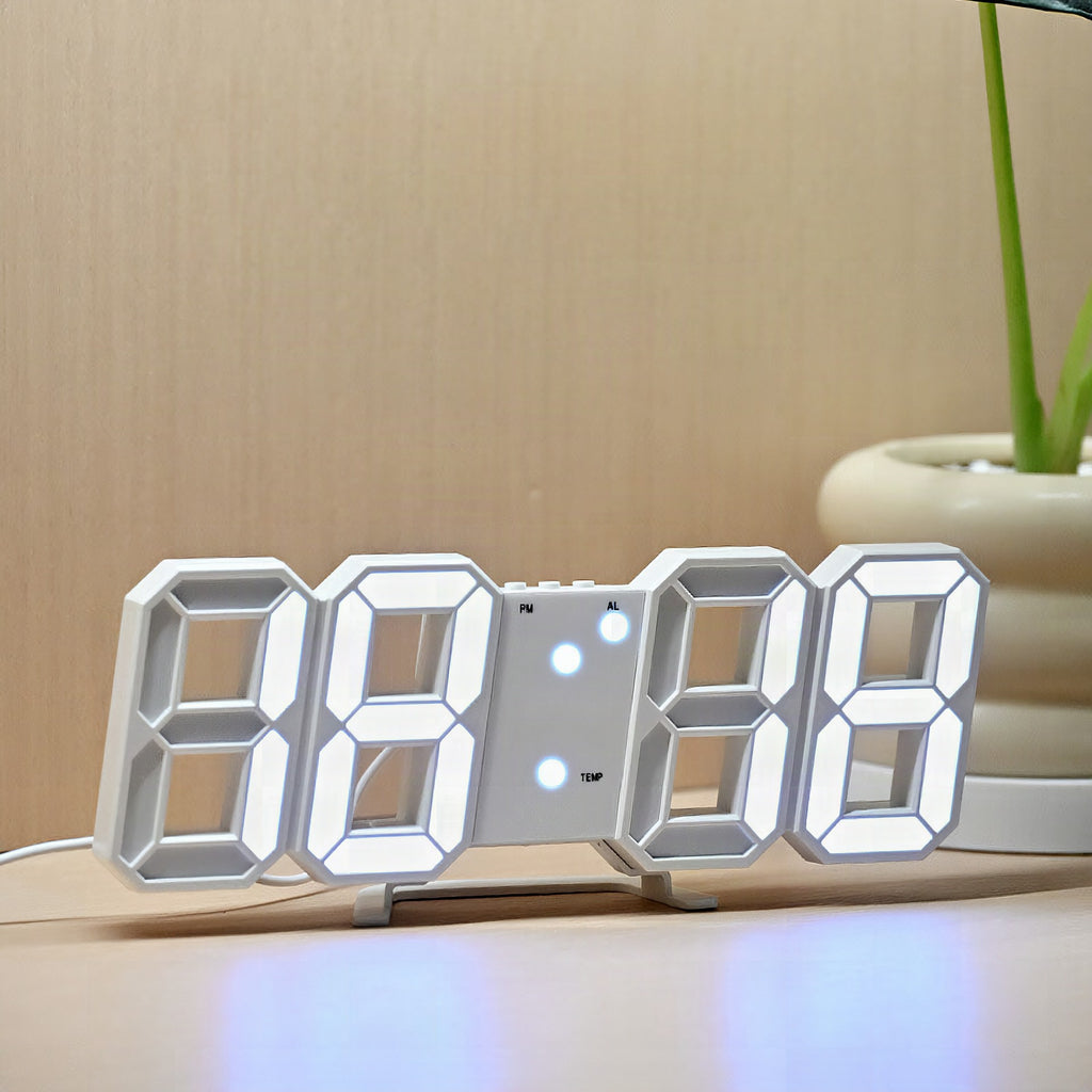 Reloj despertador digital 3D LED de pared o sobremesa