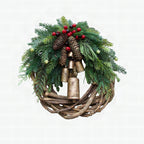 Corona de Navidad boho con cascabeles para puerta y pared