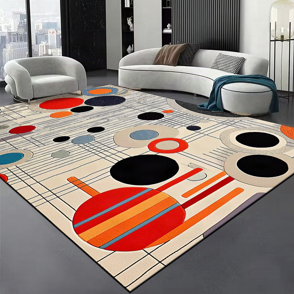 Alfombra de área con diseño abstracto de espirales